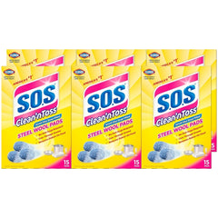 S.O.S. Clean ‘n Toss Steel Wool Soap Pads, 15 Count