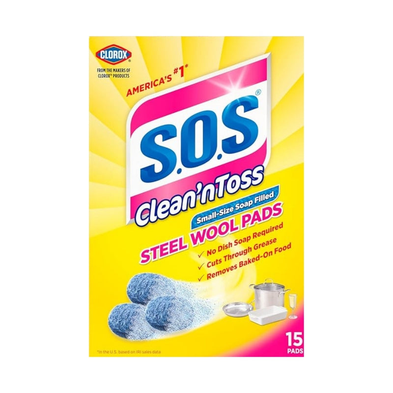 S.O.S. Clean ‘n Toss Steel Wool Soap Pads, 15 Count