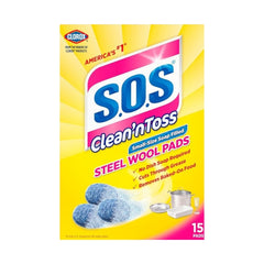 S.O.S. Clean ‘n Toss Steel Wool Soap Pads, 15 Count