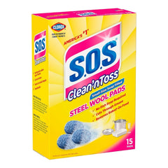 S.O.S. Clean ‘n Toss Steel Wool Soap Pads, 15 Count