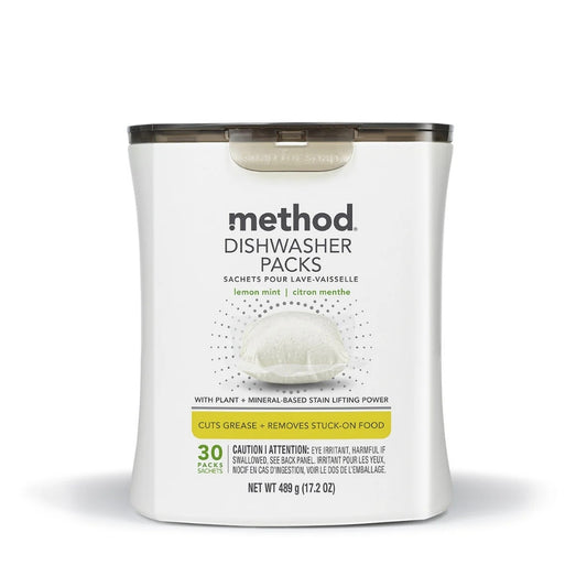 Method Dishwasher Packs, Plant & Mineral-Based, Lemon Mint, 30 Count -