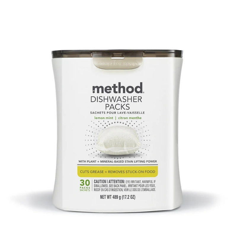 Method Dishwasher Packs, Plant & Mineral-Based, Lemon Mint, 30 Count