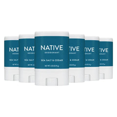 Native Deodorant, Sea Salt & Cedar, Travel Size, 0.35oz, 6-Pack