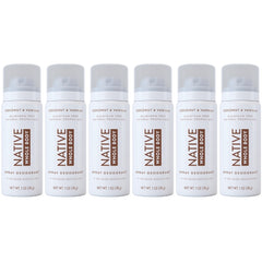 Native Whole Body Deodorant Spray, Coconut & Vanilla, Travel Size, 1oz, 6-Pack