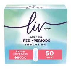 Liv by Kotex Daily Use Pee & Period Everyday Liners, Extra Coverage, 50 Count