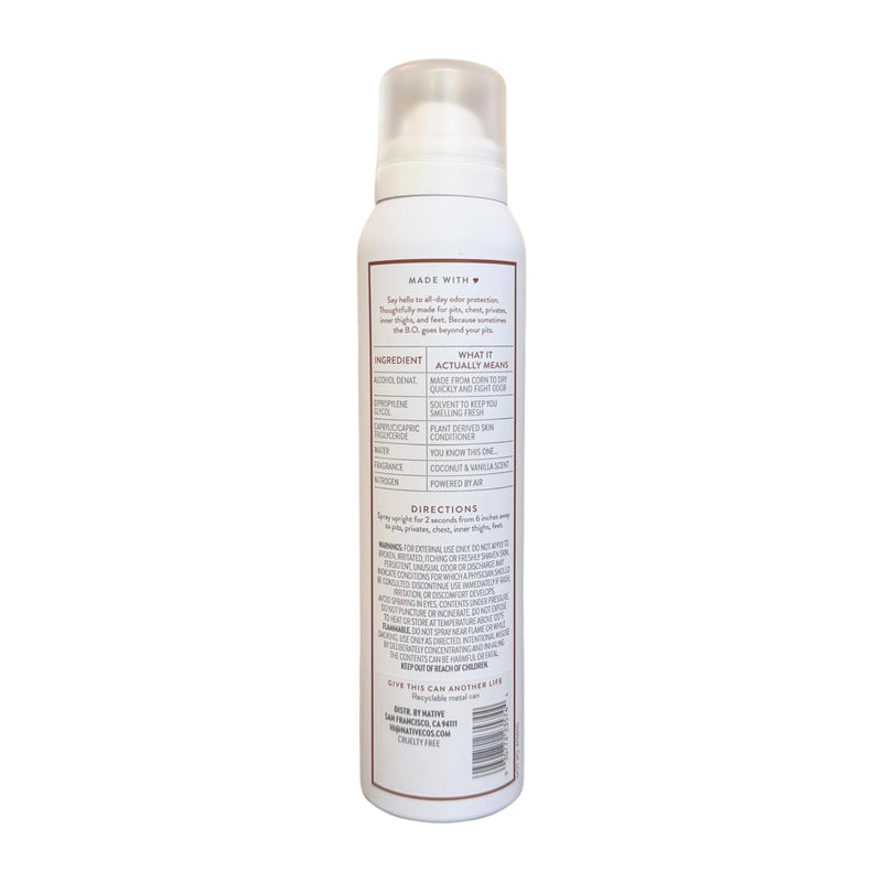 Native Whole Body Deodorant Spray, Coconut & Vanilla, 3.5oz