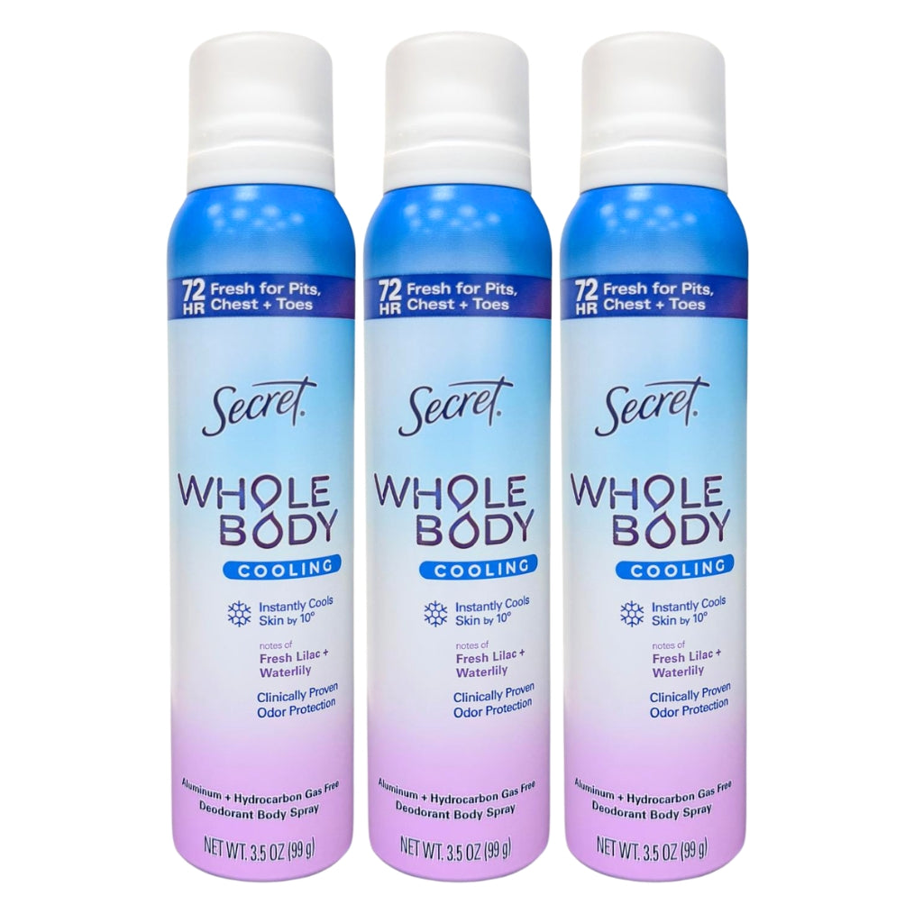Secret Cooling Whole Body Deodorant Spray, Lilac + Waterlily, 3.5oz -