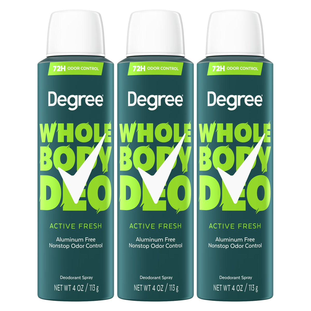 Degree Whole Body Deodorant Spray, Active Fresh, 4oz -