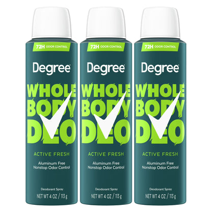Degree Whole Body Deodorant Spray, Active Fresh, 4oz -