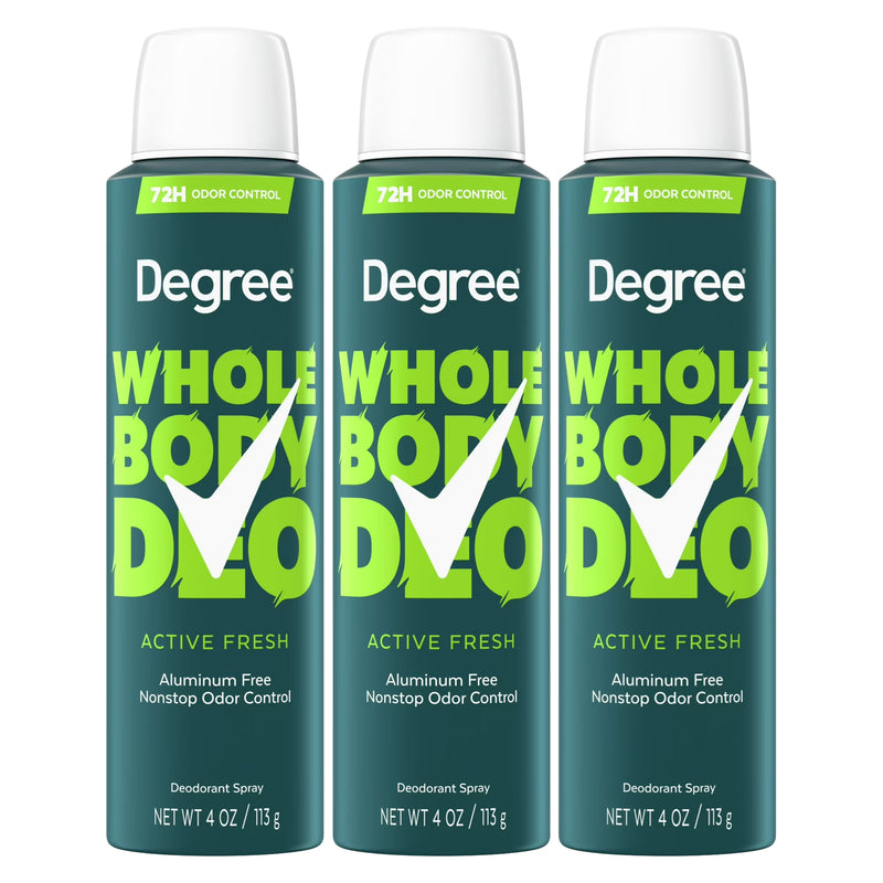 Degree Whole Body Deodorant Spray, Active Fresh, 4oz
