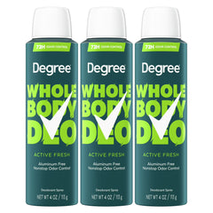 Degree Whole Body Deodorant Spray, Active Fresh, 4oz