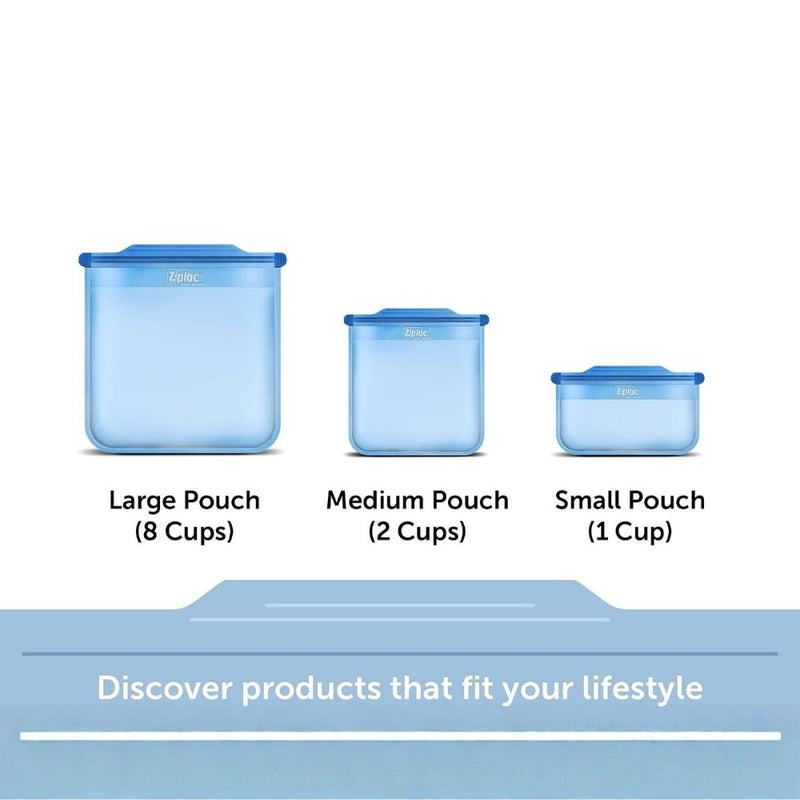 Ziploc Endurables Reusable Silicone Pouch Starter Kit, Small, Medium & Large