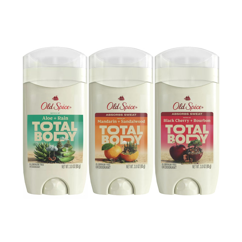 Old Spice Total Body Deodorant Variety Pack, Aloe, Mandarin & Black Cherry, 3oz, 3-Pack