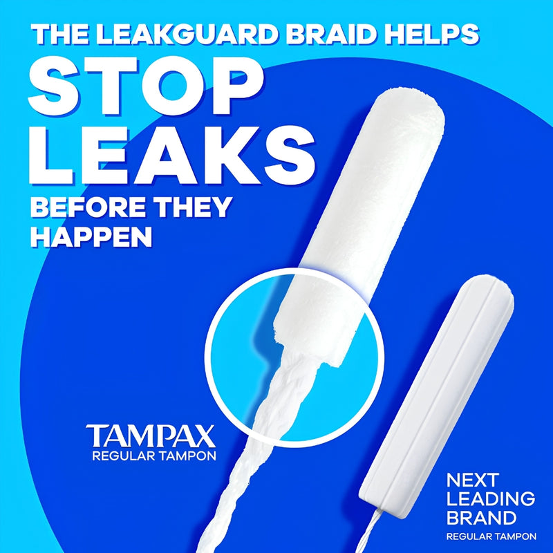 Tampax Pearl Tampons, 27 Regular, 10 Super & 10 Super Plus, Unscented, 47 Count