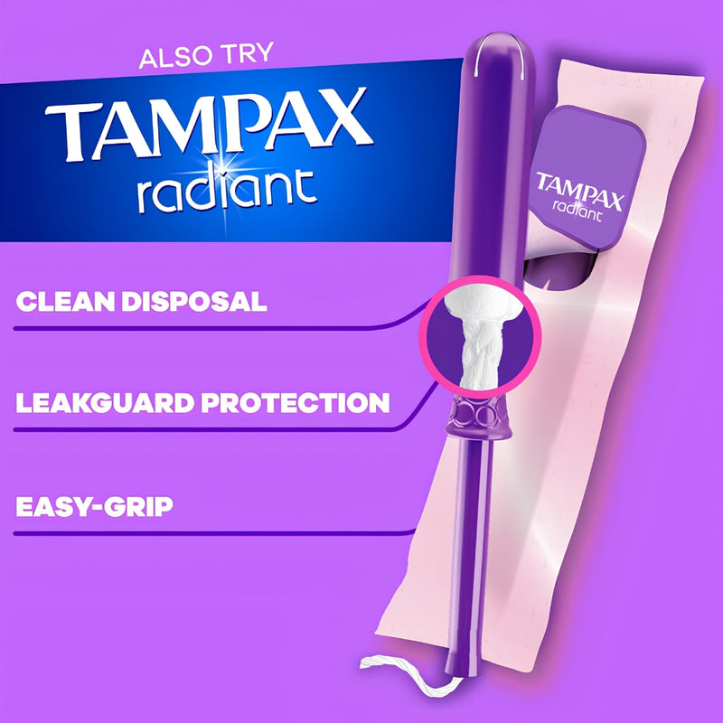 Tampax Pearl Tampons, 27 Regular, 10 Super & 10 Super Plus, Unscented, 47 Count