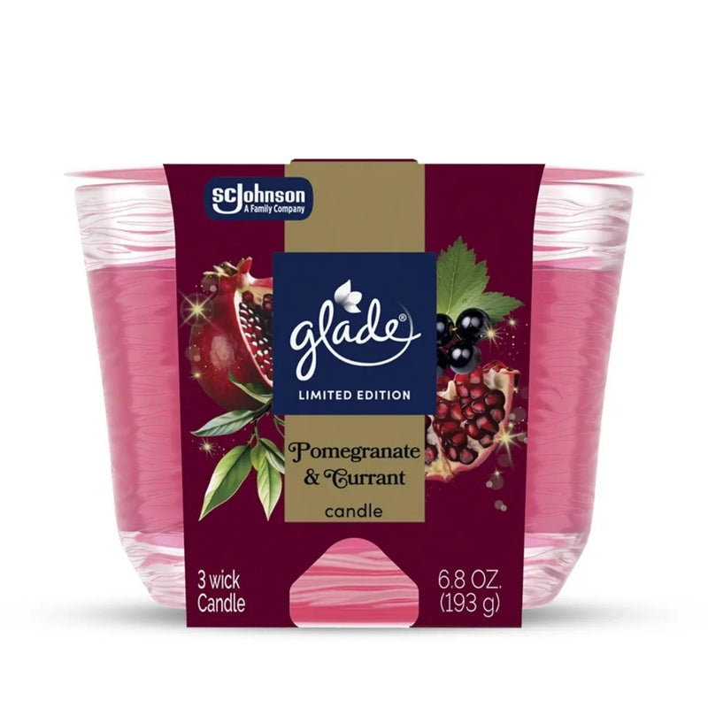 Glade Limited Edition 3-Wick Candle, Pomegranate & Currant, 6.8 oz