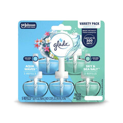 Glade PlugIns Scented Oil Refills, Aqua Waves & Sky & Sea Salt, 5-Pack