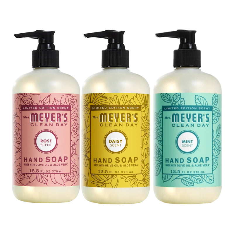 Mrs. Meyer’s Liquid Hand Soap Garden Scent Variety Pack, Rose, Daisy & Mint, 12.5oz, 3-Pack