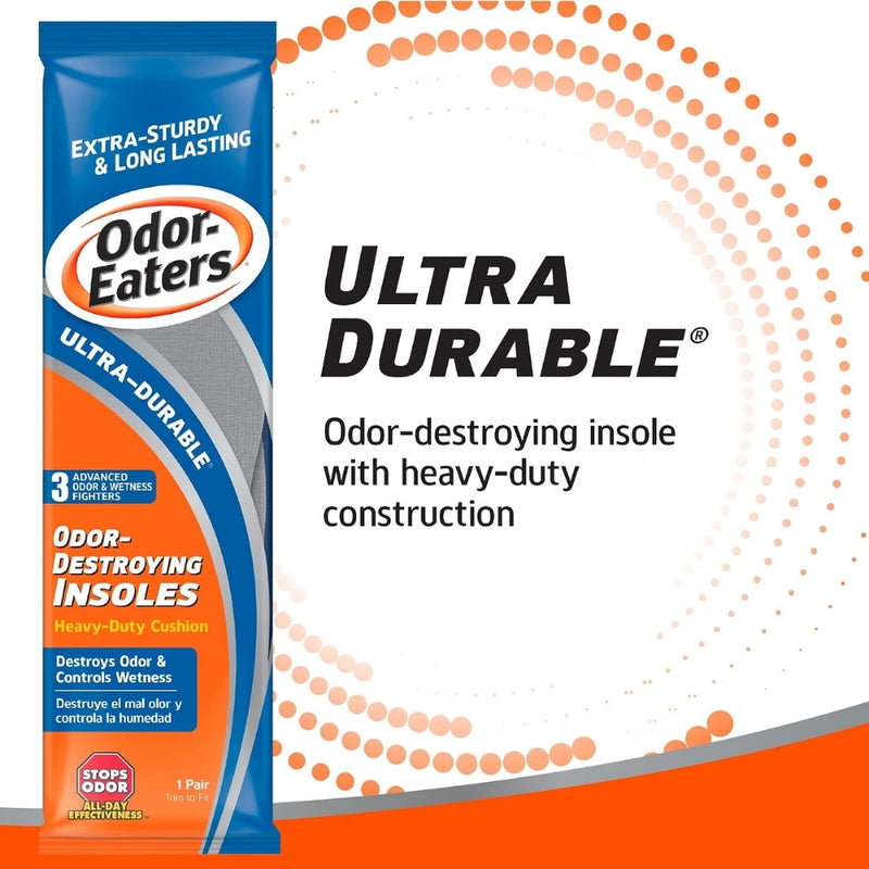 Odor-Eaters Ultra-Durable Odor-Destroying Insoles, Heavy-Duty Cushion, 1 Pair