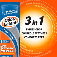 Odor-Eaters Ultra-Durable Odor-Destroying Insoles, Heavy-Duty Cushion, 1 Pair