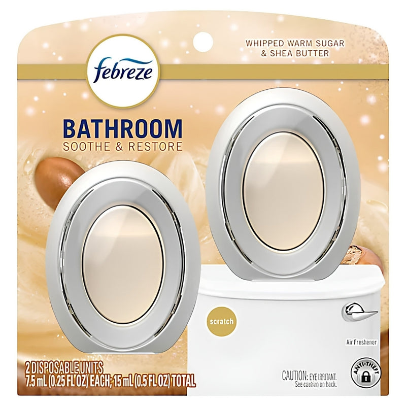 Febreze Bathroom Air Freshener, Soothe & Restore, Whipped Warm Sugar Shea Butter, 2 Count