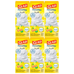 Glad ForceFlex Tall Trash Bags, Gain Febreze Lemon Zest Scent, 13 Gallon, 22 Count