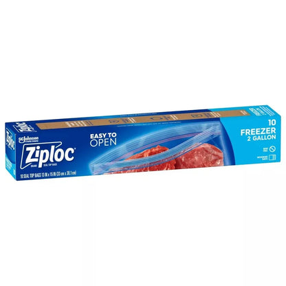 Ziploc 2 Gallon Freezer Bags, Easy To Open, 10 Count ( 13" x 15" ) -