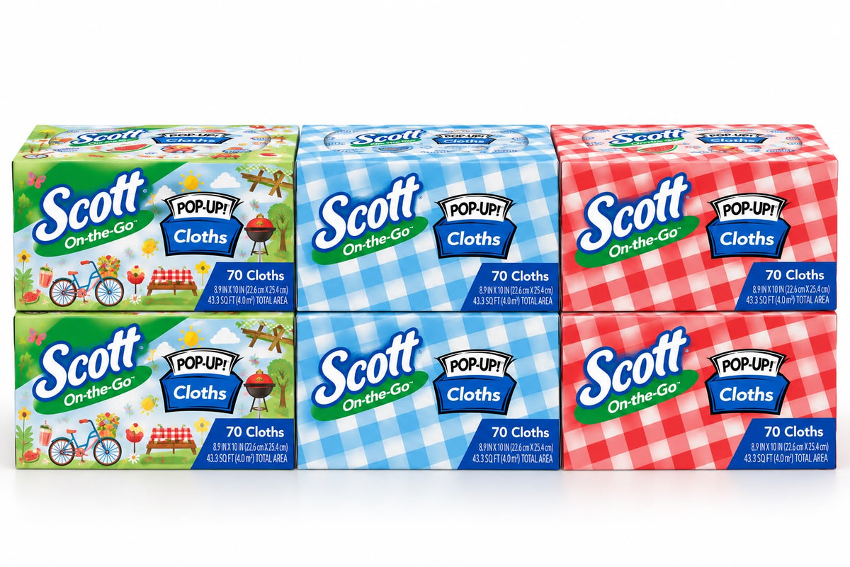 Scott On-The-Go Pop-Up Cloths, 70 Count, 6-Pack -