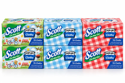 Scott On-The-Go Pop-Up Cloths, 70 Count, 6-Pack -