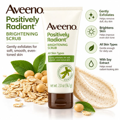 Aveeno Positively Radiant Skin Brightening Facial Scrub, 2 oz, product details 3
