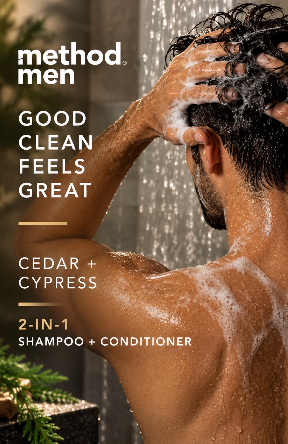Method Men 2-in-1 Shampoo + Conditioner, Cedar + Cypress, 14 oz