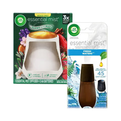 Air Wick Essential Mist Diffuser Starter Kit (White Diffuser + Fresh Water Refill)