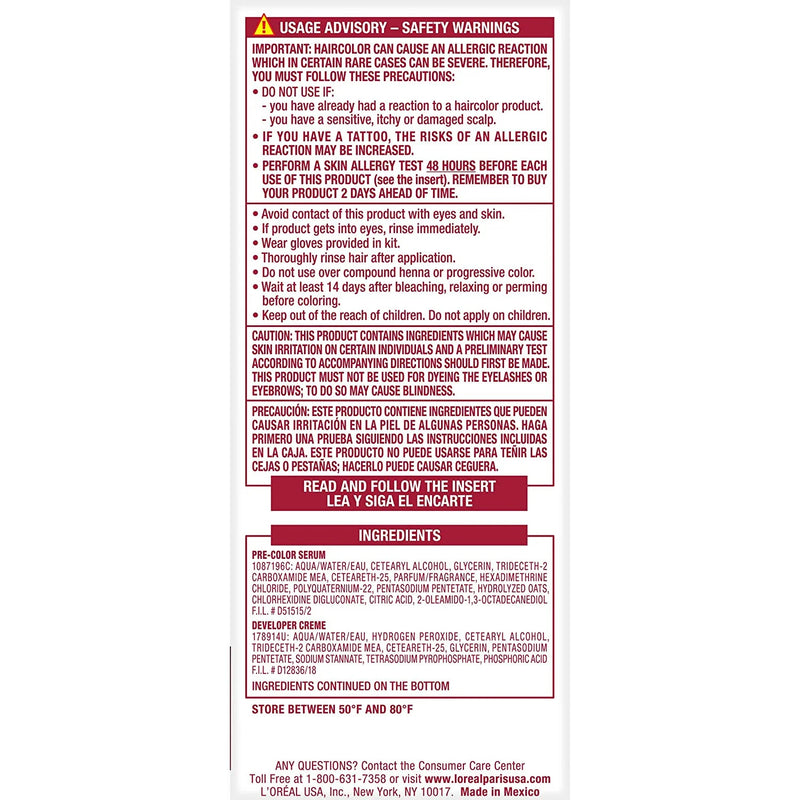 L'Oreal Paris Excellence Creme Permanent Hair Color, 5RB Medium Reddish Brown