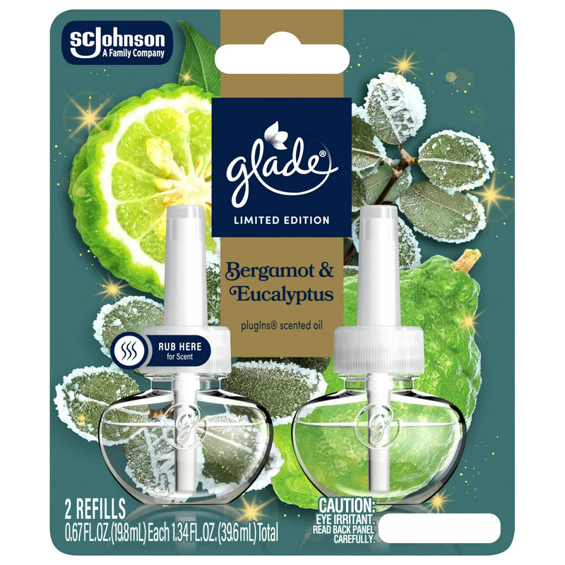 Glade PlugIns Scented Oil Refills, Bergamot & Eucalyptus, 0.67oz, 2 Count