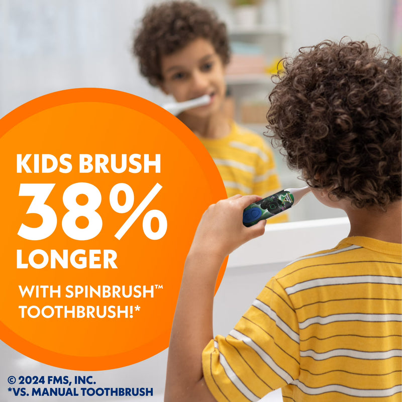 Spinbrush Kids Battery Powered Soft Bristle Toothbrush, Monster Jam Grave Digger