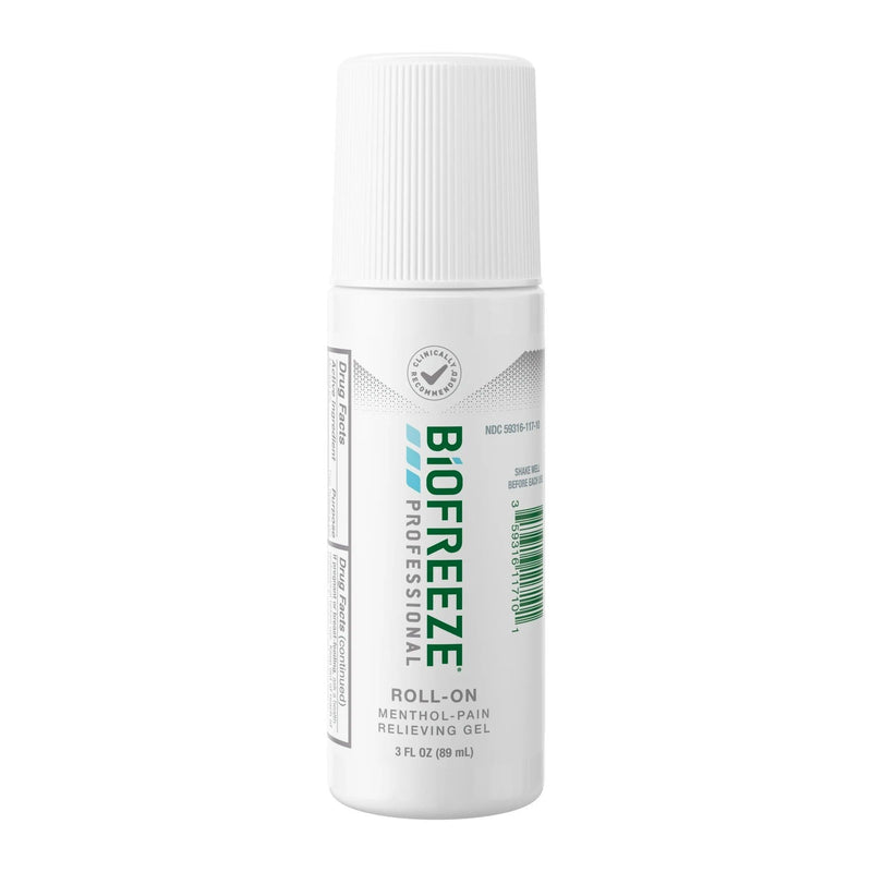 Biofreeze Professional Colorless Roll-On Menthol Pain Relieving Gel, 3oz