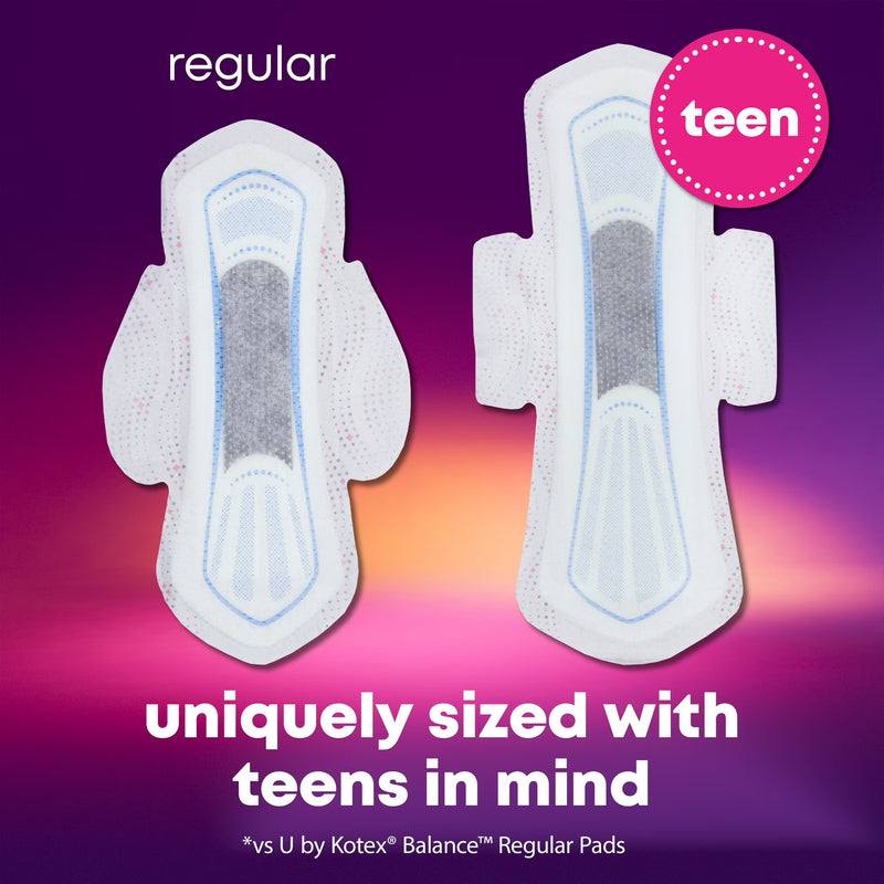 U by Kotex Teen Ultra Thin Pads With Wings, Heavy, 14 Count