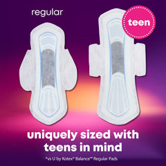 U by Kotex Teen Ultra Thin Pads With Wings, Heavy, 14 Count