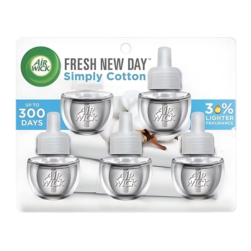 Air Wick Plug in Scented Oil Refill, Fresh New Day Simply Cotton, 5 Count - First Choice Buying