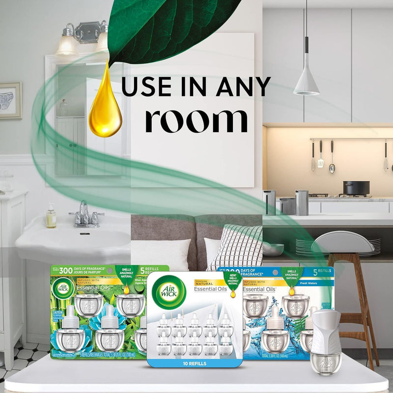 Air Wick Plug in Scented Oil Refill, Fresh New Day Simply Cotton, 5 Count - First Choice Buying