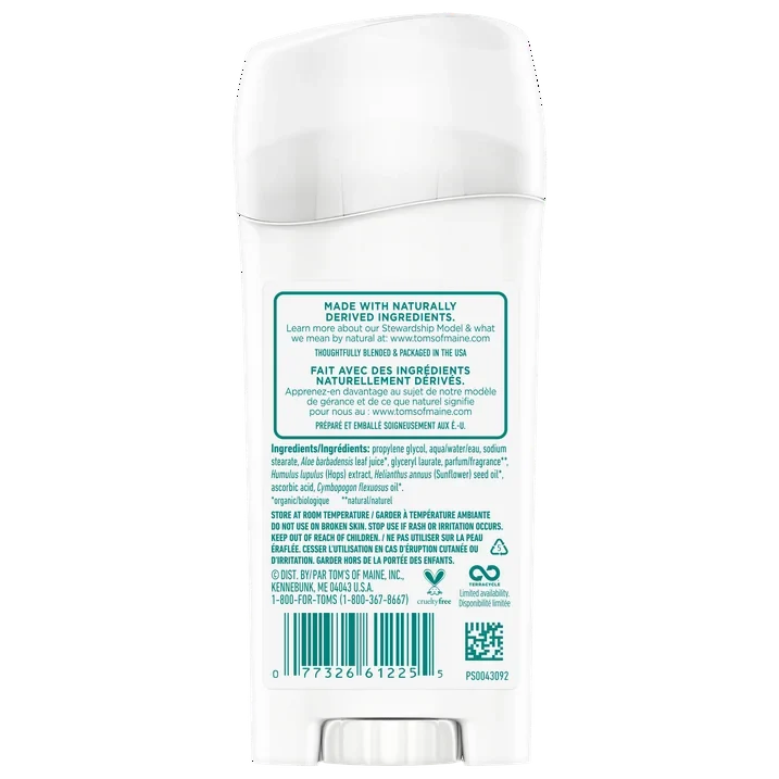 Tom's of Maine Long-Lasting Aluminum-Free Natural Deodorant, Wild Lavender, 2.25 oz