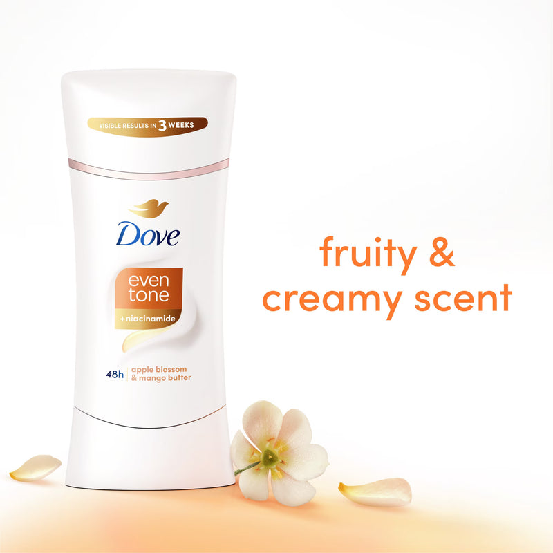 Dove Even Tone Antiperspirant Deodorant, Apple Blossom & Mango Butter, 2.6oz
