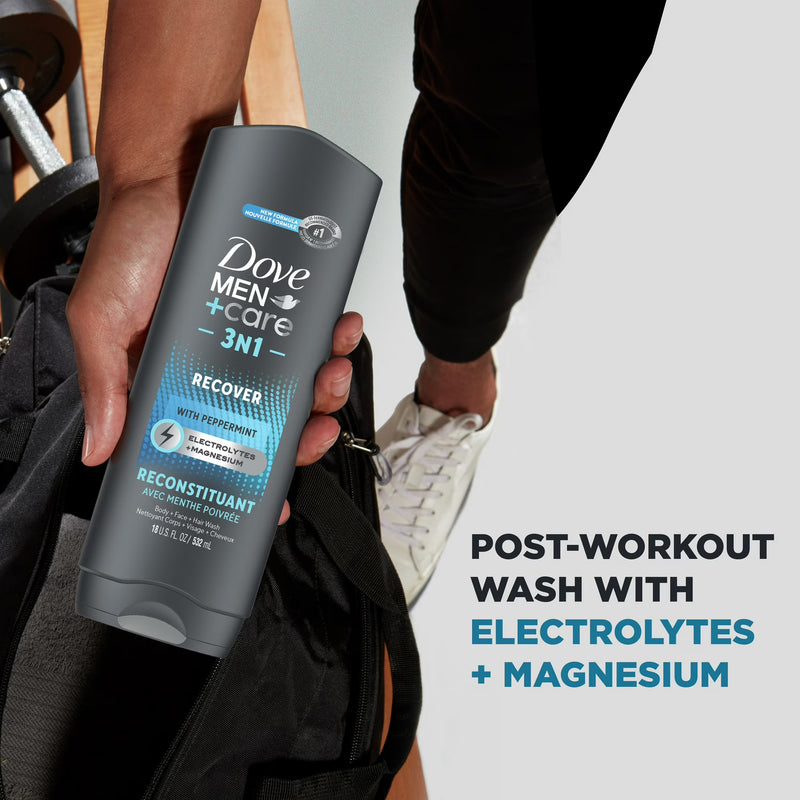 Dove Men+Care 3N1 Hair, Face & Body Wash, Recover with Peppermint, 18oz