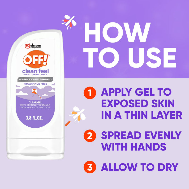 OFF! Clean Feel Insect Repellent Gel, Fragrance Free, 3.8oz