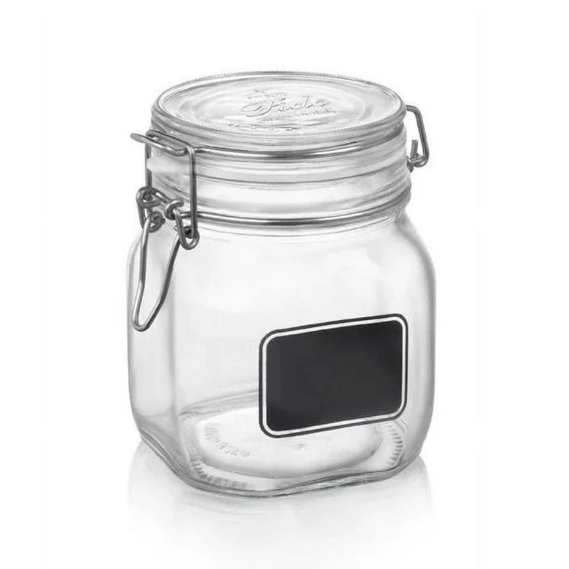 Bormioli Rocco Fido Clear Jar with Chalkboard, 25 Oz / 0.75 L - First Choice Buying