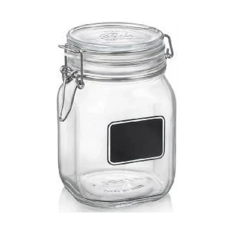 Bormioli Rocco Fido Clear Jar with Chalkboard, 34 Oz / 1 L - First Choice Buying