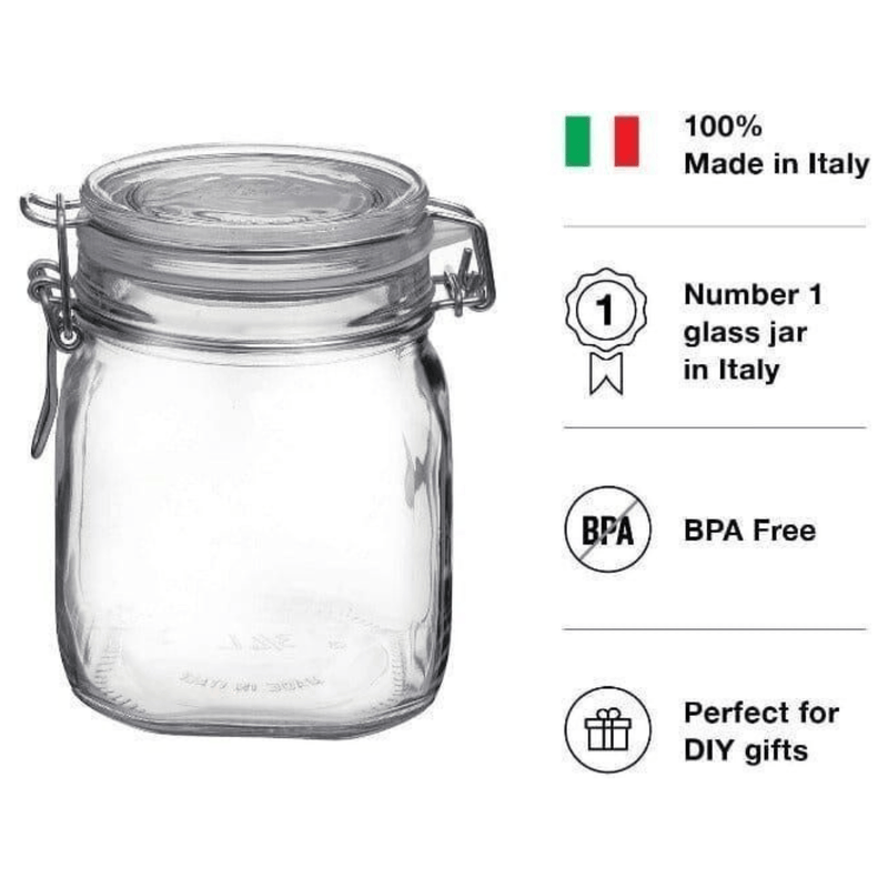 Bormioli Rocco Fido Clear Jar with Chalkboard, 34 Oz / 1 L - First Choice Buying