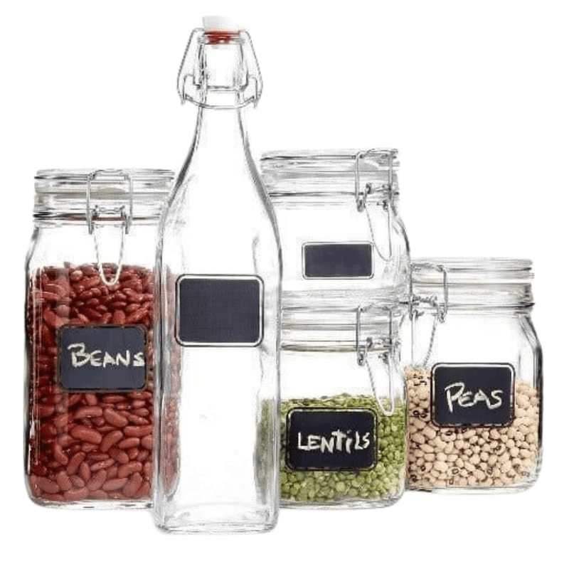Bormioli Rocco Fido Clear Jar with Chalkboard, 34 Oz / 1 L - First Choice Buying