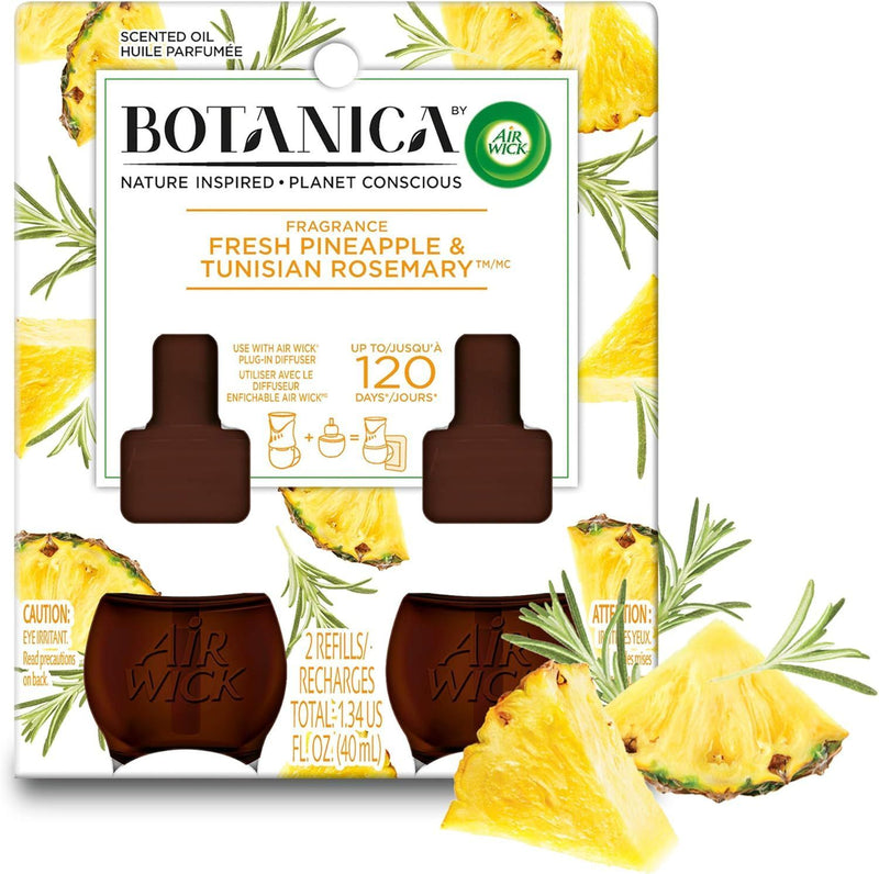 Botanica by Air Wick Plug Scented Oil Refill, Fresh Pineapple & Tunisian Rosemary, 2-Pack - First Choice Buying