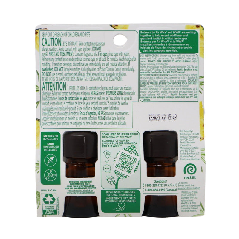 Botanica by Air Wick Plug Scented Oil Refill, Fresh Pineapple & Tunisian Rosemary, 2-Pack - First Choice Buying